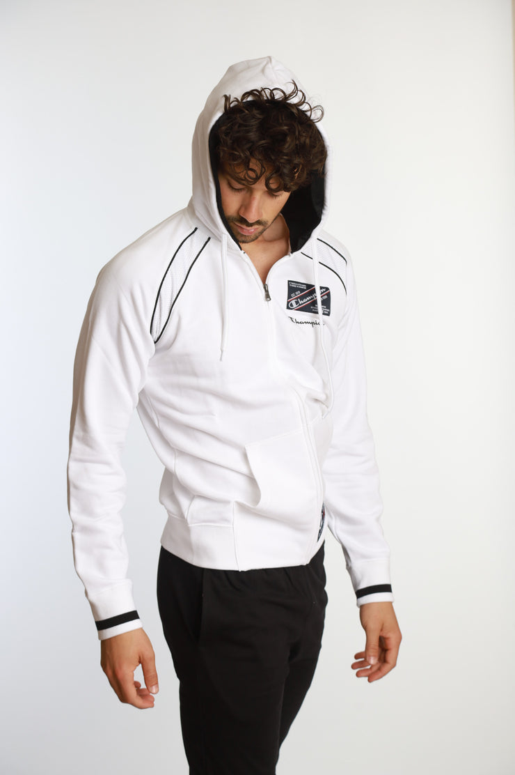 CHAMPION SWEATSHIRT MAN- FULL ZIP WHITE