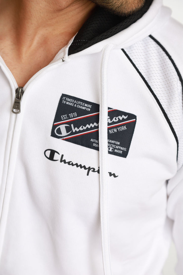 CHAMPION SWEATSHIRT MAN- FULL ZIP WHITE